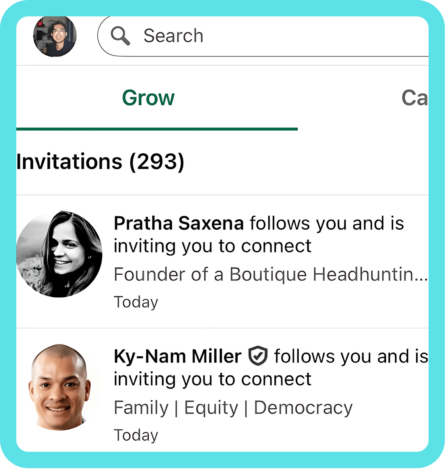 Network of professionals including recruiters and investors