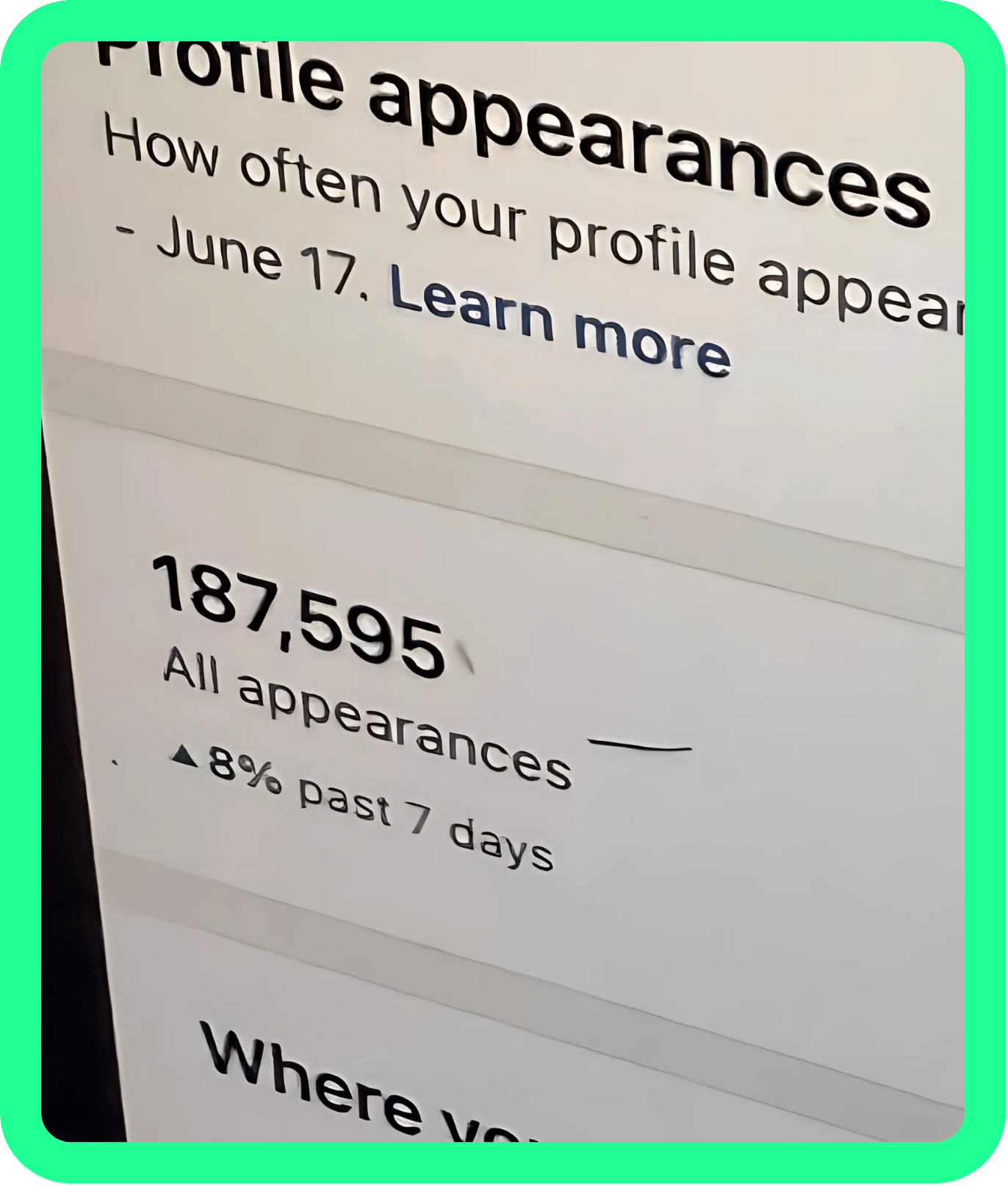 Profile appearances reaching 180k